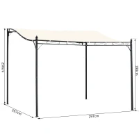Outsunny Gazebo Pergola 3x3m da Giardino con Tenda Impermeabile Crema(m-3)