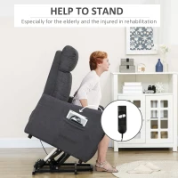 HOMCOM Power Lift Chair, Fabric Electric Recliner Sofa Chair for Elderly with Heavy Duty Motor, Remote Control, Side Pocket, Grey(m-6)