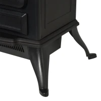 HOMCOM Camino Elettrico da Terra con Effetto Fiamma, Caminetto Elettrico 1000W /2000W con Protezione da Surriscaldamento e Termostato, in ABS e Vetro, 45x28x54cm, Nero(m-9)