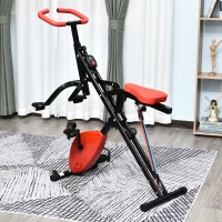 HOMCOM Vélo d'appartement body trainer 2 en 1 pliable écran LCD 8 niv. de résistance acier ABS PVC rouge noir(m-2)