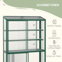 Outsunny Gewächshaus, zwei Schiebetüren, versetzbare Einlegeböden, lichtdurchlässig, Aluminiumrahmen,100 x 33 x 171 cm(m-5)