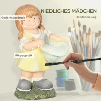 Outsunny Gartenfigur "Mädchen mit Hut", Gartendekoration, wetterbeständig, 27 cm x 21 cm x 45 cm(m-5)