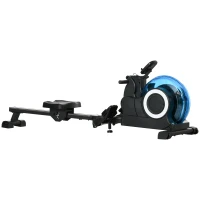 SPORTNOW Rameur à eau d'appartement pliable - 6 niveaux de résistance écran LCD multifonction support de tablette(m-1)