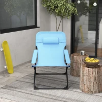 Outsunny Klappstuhl, 4-stufig verstellbar, atmungsaktiv, Metallgestell, 69 x 91 x 96 cm, Schwarz/Blau(m-7)