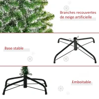 HOMCOM Sapin de Noël Artificiel Aspect enneigé 210 cm 968 Branches épines Imitation Nordmann Grand réalisme(m-7)