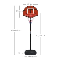 SPORTNOW Canestro Basket con Bersaglio Freccette 2 in 1, in Acciaio e PE, 38.5x48.5x179 cm, Nero e Marrone(m-3)