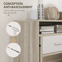 HOMCOM Table console avec plateau coulissant et 2 tiroirs, table de couloir avec rangement, 95l x 35P x 87H cm, aspect chêne(m-6)