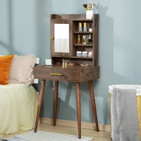 HOMCOM Schminktisch Frisiertisch modern Kosmetiktisch mit Spiegel Schublade Schlafzimmer Spanplatte Walnuss 60 x 45 x 134 cm(m-2)