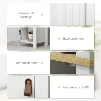 kleankin Meuble colonne de salle de bain placard à 3 niveaux étagères réglables porte en lambris 34 x 23 x 165 cm blanc(m-6)