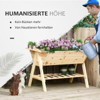 Outsunny Hochbeet Pflanzkasten Blumenkasten Blumentopf mit Abflusslöchern Vliesstoff Tannenholz Natur 129 x 78,5 x 82,5 cm(m-4)