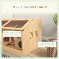 PawHut Gabbia per Criceti con Piattaforma, Scalette, Capanna e Ponte, in Legno di Abete, 85x45x44 cm(m-6)