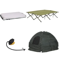 Outsunny Set da Campeggio Tenda Letto 2 Persone Materasso Gonfiabile con Borsa per il Trasporto Polietilene Verde(m-1)