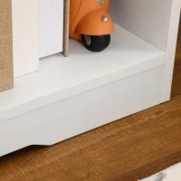 HOMCOM Meuble TV Banc TV Design Contemporain - 3 niches, Placard Double Porte - dim. 120L x 30l x 41H cm - Panneaux Particules Blanc(m-9)