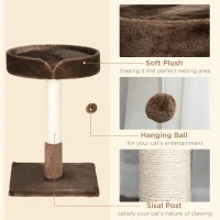 PawHut Small Cat Tree for Indoor Cats with Sisal Scratching Post Kitten Bed Cushion Ball Toy, Brown, 45x45x70 cm(m-5)