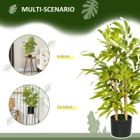 HOMCOM 2 PCs Artificial Plants Bamboo Tree in Pot Desk Fake Plants for Home Indoor Outdoor Decor, 15x15x60cm, Green(m-5)