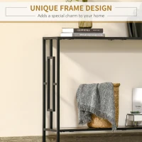HOMCOM Industrial Console Table with Storage Shelf, Narrow Hallway Dressing Desk with Metal Frame for Living Room, Bedroom, Rustic Brown(m-6)
