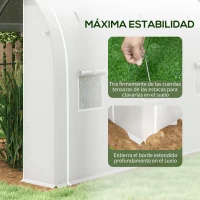 Outsunny Invernadero de Jardín 3x2x2 m con 3 Puertas y 6 Ventanas Enrollables Invernadero de Huerto con Techo de Redondo Blanco(m-7)