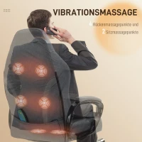 Vinsetto Bürostuhl massage, Chefsessel mit Massagefunktion, höhenverstellbarer Gamingstuhl, ergonomischer Drehstuhl, Massage Sessel, Grau, 64 x 68,5 x 113-121 cm(m-4)
