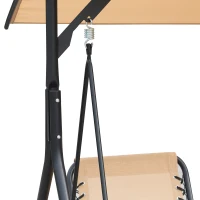 Outsunny Balancelle de Jardin 2 Places Table d'appoint pivotante + Rangement intégré Inclinaison Toit réglable Acier Noir Polyester Beige(m-5)