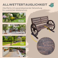 Outsunny Gartenbank 2-Sitzer Sitzbank Holzbank Wagenrad mit Armlehne Landhausstil Tannenholz Braun 105,5 x 59 x 75 cm(m-6)