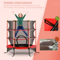 HOMCOM Kindertrampolin mit Sicherheitsnetz, Randpolsterung, wetterfest, Metallrahmen, bis 50 kg, Ø163cm x 163 cm, Rot(m-4)