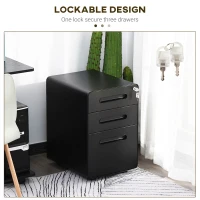 Vinsetto Lockable File Cabinet with 3 Drawers, Vertical Office Drawer for A4, Letter, Legal Size, Anti-tilt Design, Pre-Assembled Body, Black(m-4)