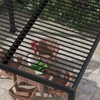Outsunny Pergola 3 x 3 m bioclimatique tonnelle avec lames orientables manivelle, style contemporain UV, aluminium - noir(m-8)