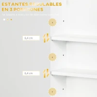 kleankin Mueble para Baño Suspendido con 1 Asa de Acero y Estantes Ajustables Estilo Moderno 40x15x60 cm Blanco(m-5)