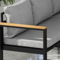 Outsunny Salotto da Giardino con 2 Divanetti, Seduta Angolare e Tavolino con Piano a Doghe, Grigio(m-7)