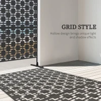 Outsunny Metal Decorative Privacy Screen Outdoor Divider, Black Grid(m-4)