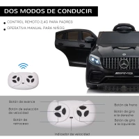 HOMCOM Coche Eléctrico para Niño +3 Años con Mando a Distancia Con Música y Luces Doble Apertura de Puerta Batería 12V Carga 30kg 115x70x55cm Ngero(m-6)