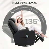 HOMCOM Relaxsessel mit Massagefunktion, neigbare Lehne, drehbar, bis 150 kg, Kunstleder, Schwarz(m-5)