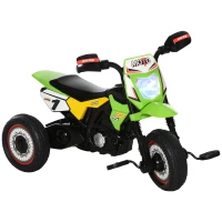 HOMCOM Triciclo per Bambini Stile Moto a Pedali con Luci e Suoni, 3 Ruote Larghe, Età 18-36 Mesi, 71x40x51cm, Verde(m-1)