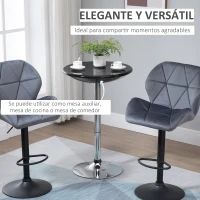 HOMCOM Mesa de Bar Regulable en Altura Giratoria 360º con Base Redonda Mesa Alta de Acero Moderna para Cocina Comedor Cafetería 61x61x76-97 cm Negro(m-7)