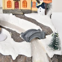 HOMCOM Animated Christmas Village Scene Musical Holiday Decoration with LED Light, Music, Fiber Optic, Rotating Skating Pond, Battery-Operated(m-8)