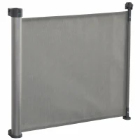 PawHut Cancelletto per Cani di Sicurezza per Cani Estensibile fino 140cm, Barriera Avvolgibile per Porte, Scale, Corridoi, Grigio(m-10)