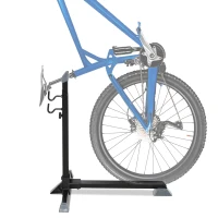 HOMCOM Fahrradständer, Fahrradparker, Montageständer mit 2 Haken, 6 Stufen höhenverstellbar, Metall, Schwarz, 66 x 56 x 63-77,5 cm(m-10)