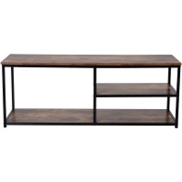 HOMCOM TV Unit for 55 inch TVs, Industrial TV Table with 2 Storage Shelves and Metal Frame, Entertainment Unit For living Room, Rustic Brown(m-8)