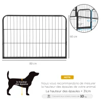PawHut Luxe parc enclos modulable acier 8 panneaux et 1 porte pour chiens, lapins, rongeurs, petits animaux, intérieur et extérieur 80L x 60H cm noir(m-3)