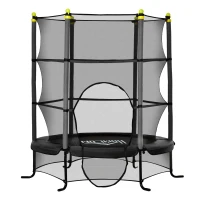 HOMCOM Trampolín para Niños +3 Años con Superficie de Salto Ø110 cm Red de Seguridad y Cubierta Protectora Ø163x163 cm Negro(m-11)