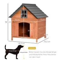 PawHut Hundehütte Outdoor Hundehaus Hundehöhle aus Holz Winterfest für mittelgroße Hunde Natur 81,3 x 91,5 x 98,5 cm(m-3)