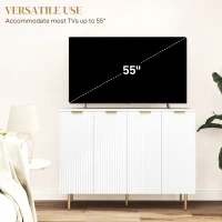HOMCOM Sideboard Buffet Cabinet, Modern Kitchen Storage Cabinet with 4 Doors and Adjustable Shelves, Living Room Cabinet with Metal Legs for Hallway, White(m-6)