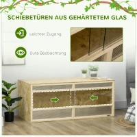 PawHut Terrarium für Reptilien/Amphibien, Glasschiebetüren, Lüftungsgitter, 120x50x50cm(m-6)