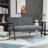 HOMCOM Doppelsofa Stoffsofa Polstersofa Sitzmöbel Loungesofa Metall samtartiges Polyester Schaumstoff Grau+Schwarz 122 x 75 x 77 cm(m-2)