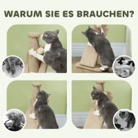 PawHut Kratzbaum mit Kratzbrett, Spielball, Noppenstruktur/Sisal, 54 cm, Hellbraun(m-6)