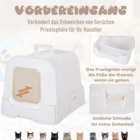 PawHut Katzentoilette mit ausziehbarer Schale, Katzenklo mit Schaufel, Tragbar, PP, Weiß, 54 x 42 x 41 cm(m-5)