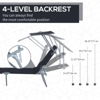 Outsunny Outdoor Foldable Sun Lounger, 4 Level Adjustable Backrest Reclining Sun Lounger Chair with Angle Adjust Sun Shade Awning for Beach, Garden, Patio, Black(m-4)