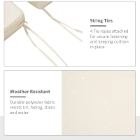 Outsunny Set of 2 Garden Chair Cushions with Ties, 45 x 45 cm Replacement Cushions for Outdoor Furniture, Cream White(m-5)