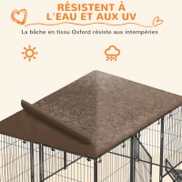 PawHut Chenil extérieur pour Chiens en acier et Tissu Oxford Support gamelle et Toit résistant aux intempéries Espace spacieux(m-5)