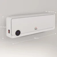 HOMCOM Wall Downflow Heater 2 Heat and Fan 1000W/2000W, Electric Space Heater with Timer Remote Oscillating, for Bedroom Home Office, White(m-3)
